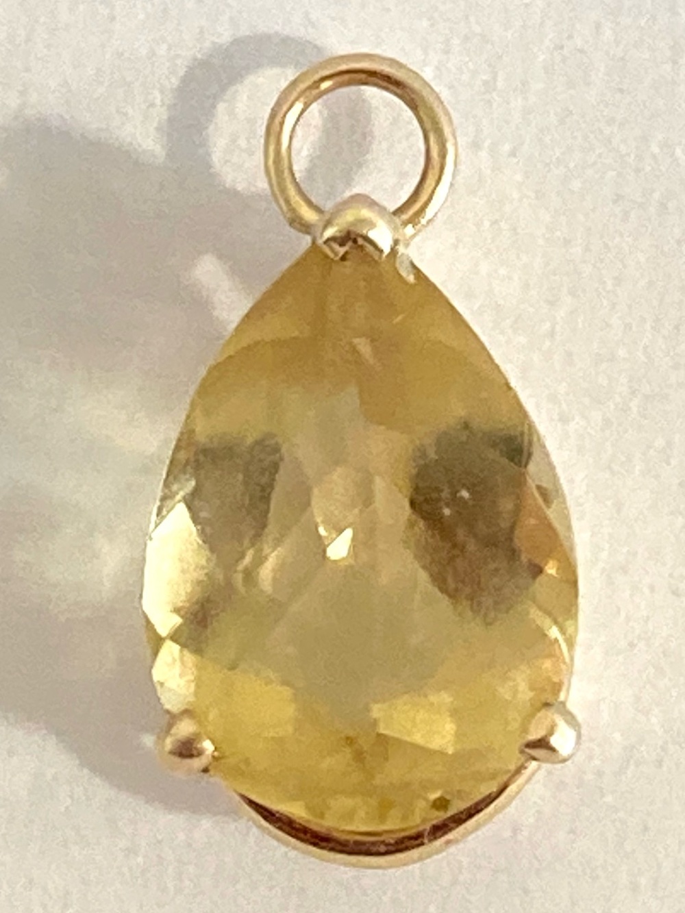 14K Gold Pendant with Yellow Pear-Cut Stone - Picture 11 of 17